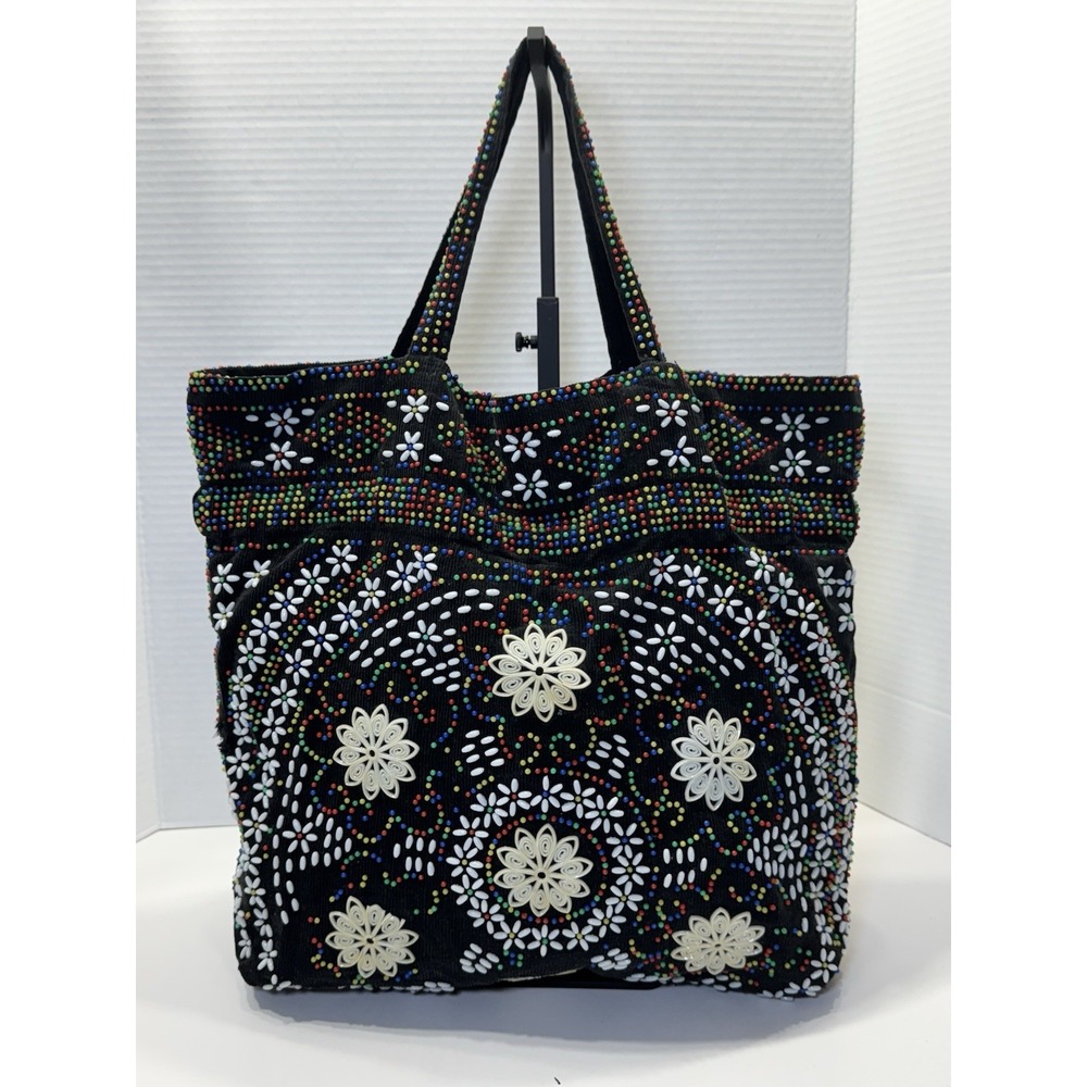 VTG Beaded Vintage Boho Circa 60's Hippie Hobo Drawstring Shoulder Bag Candy Dot
